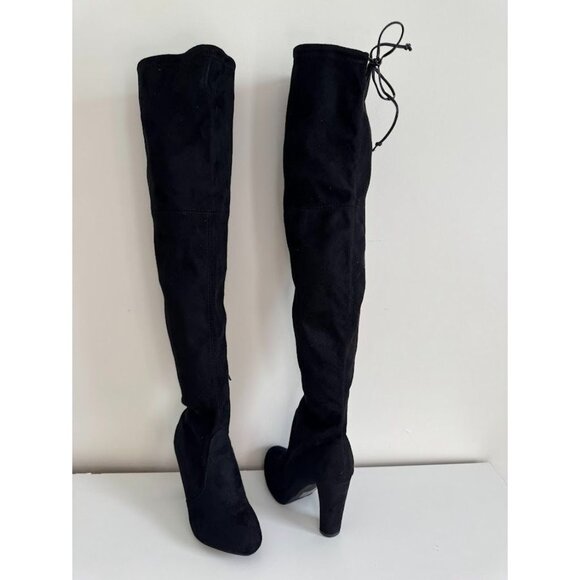 Black Faux Suede Thigh High Boots size 7 - Picture 4 of 8